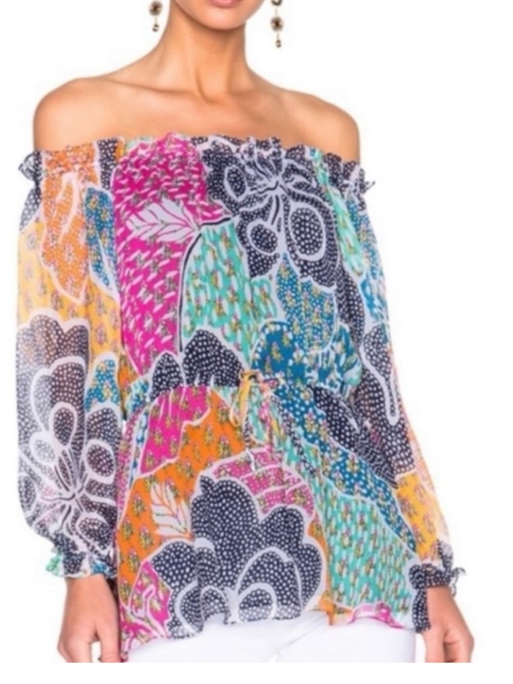 Diane von Furstenberg "Camila" off-the-shoulder silk blouse